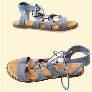 Old Navy Denim Gladiator Tie Up Sandals 9